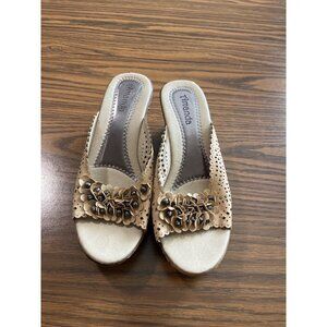 Amanda Suzy tan slip on wedge sandals size 9